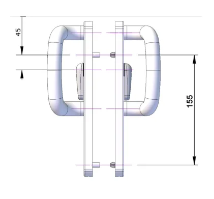 FULLEX 316 Patio Handle & Lever - 155mm Screw Centres