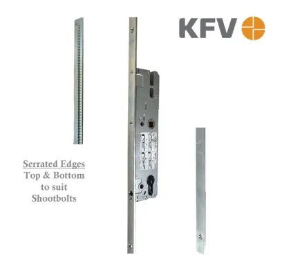 KFV French door lock for shootbolts, No deadbolt or latch