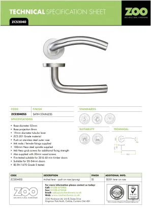 Arched Lever on Rose Door Handles Stainless Steel