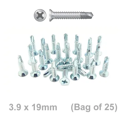 3.9 x 19mm Zinc Steel Self Tapping Screws (Bag of 25 Screws)