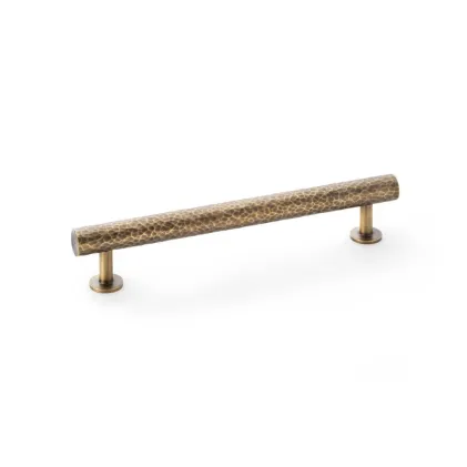 160mm Alexander and Wilks Leila Hammered T-bar Cupboard Pull Handle - Antique Brass