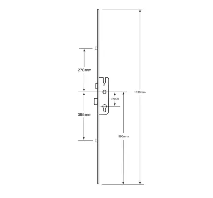 GU French Door Master Lock - 2 Roller Lock 92mm-Hole Centres Multipoint Lock