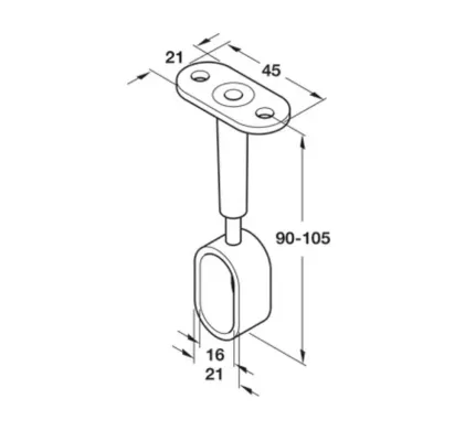Oval rail Centre Support Height Adjustable