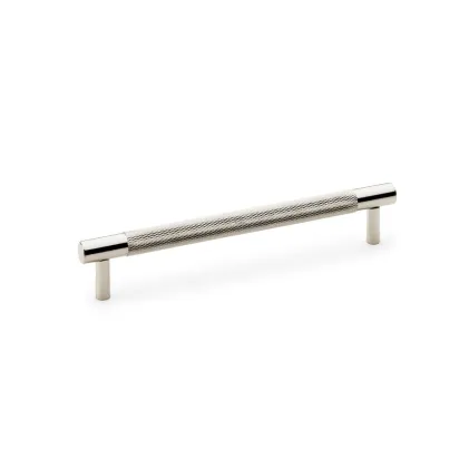 160mm Alexander and Wilks Brunel Knurled T-Bar Cupboard Pull Handle - Polished Nickel