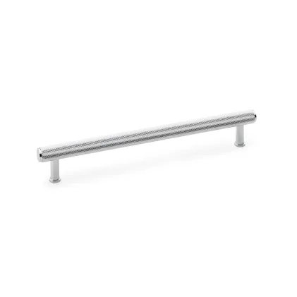 224mm Alexander and Wilks Crispin Knurled T-bar Cupboard Pull Handle - Polished Chrome