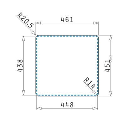 Pyramis Zeria Stainless  Flushmount Sink - 460 x 450mm