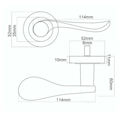 Wave Satin Nickel Lever on Rose Door Handles Fortessa
