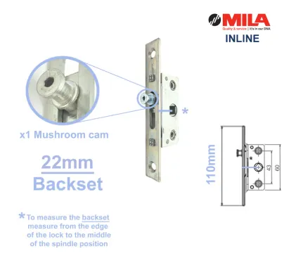 22mm Backset Mila 110mm Inline Espag Window Lock