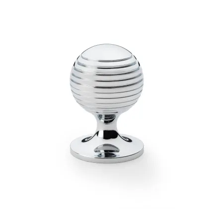 38mm Alexander and Wilks Caesar Cupboard Knob on Round Rose - Polished Chrome