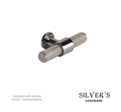 Knurled T Knob Cabinet Knob - Polished Nickel