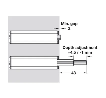 Push Catch, for Standard Concealed Hinges and Drawers, Steel and Plastic