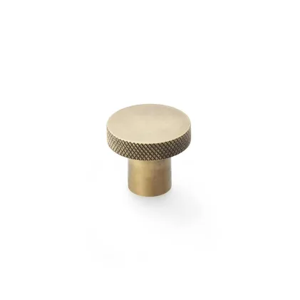 30mm Alexander and Wilks Hanover Knurled Circular Cupboard Knob - Antique Brass