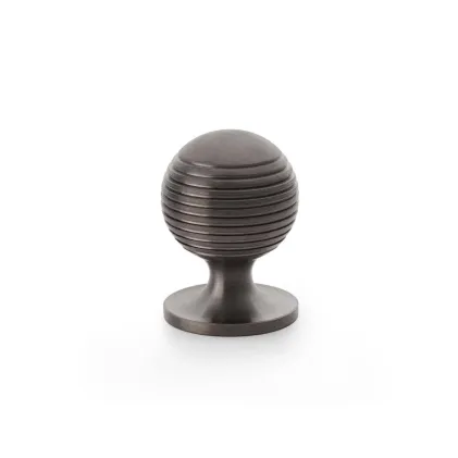 32mm Alexander and Wilks Caesar Cupboard Knob on Round Rose - Dark Bronze PVD