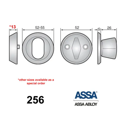 ASSA 256 - External Cylinder Ring / Internal Thumbturn