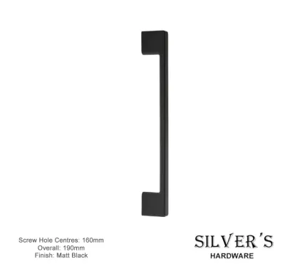 Sleek Bar Handle Matt Black Finish 160mm C/C
