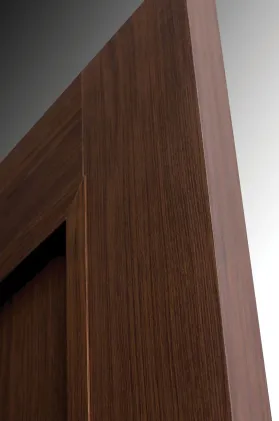 1 Panel Shaker Luxury Laminated Walnut Door 44mm - Glazed Clear