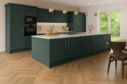 19mm Solid Ash Door/Drawer Front - Painted Atlantic Green