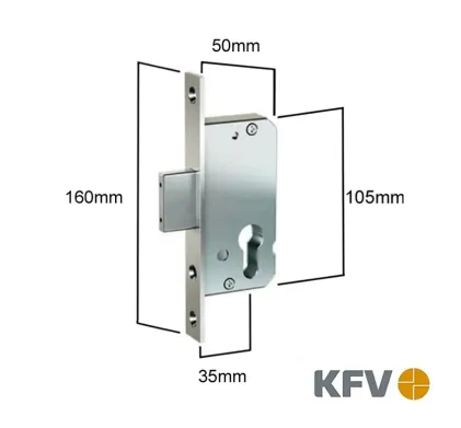 KFV Euro Profile Deadbolt Deadlock. 35mm Backset. 16mm Faceplate