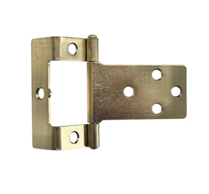 Flush Hinge, Cranked, Non Mortice, Steel - Electro brassed