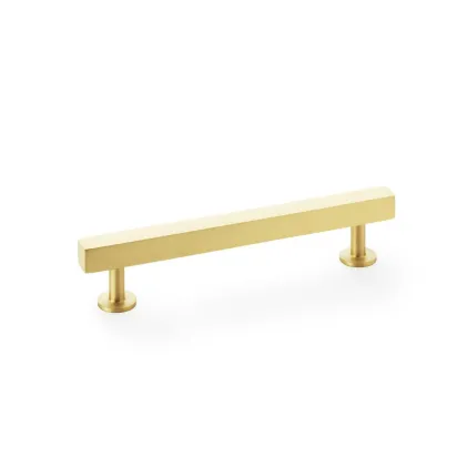 128mm Alexander and Wilks Square T-Bar Cupboard Pull Handle - Satin Brass