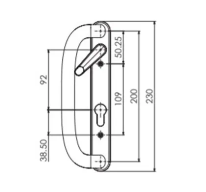 Trinity Patio Door Handles 92mm Lock Hole Centres