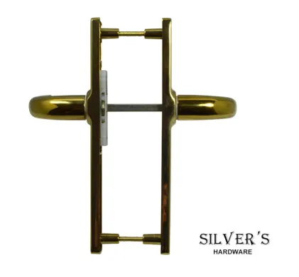 Polished Gold Sprung Handles 70mm PZ - SHORT PLATE - 180mm Fixings