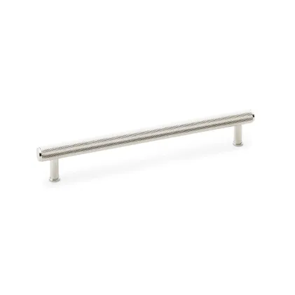 224mm Alexander and Wilks Crispin Knurled T-bar Cupboard Pull Handle - Polished Nickel