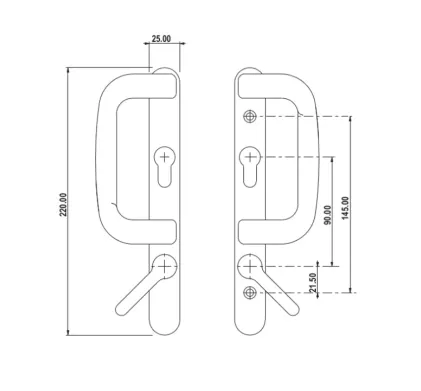 FUHR Sparta Patio Door Handles - BLACK