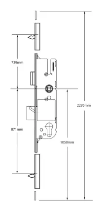 GU Tripact 92mm Centres, 2 Small Hook Multipoint Lock