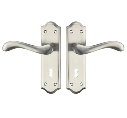 Valletta Lever on plate Door Handles Satin Nickel - Lock