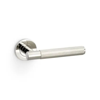 Alexander and Wilks Spitfire Knurled Lever on Round Rose - Polished Nickel PVD