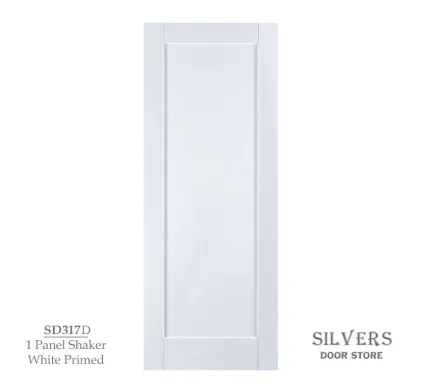 1 Panel White Primed Shaker Style Door - 44mm