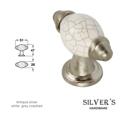 Edstone T Cupboard Knob - Ant. Silver / Grey crackled