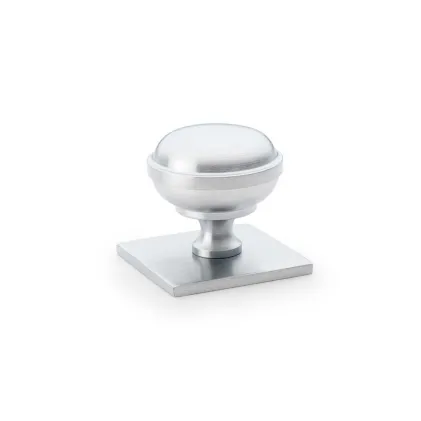 Alexander and Wilks Quantock Cupboard Knob on Square Backplate - Satin Chrome