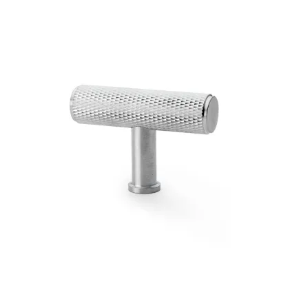 Alexander and Wilks Crispin Knurled T-bar Cupboard Knob - Satin Chrome