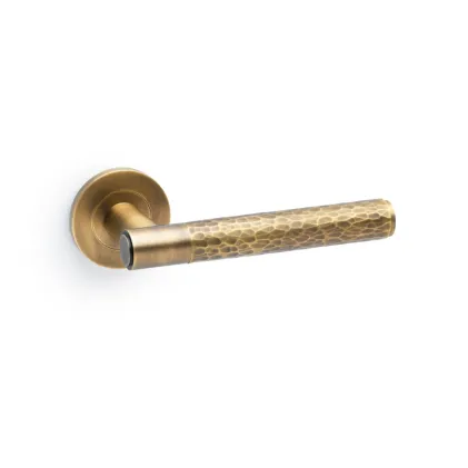 Alexander and Wilks Spitfire Hammered Lever on Round Rose - Italian Brass