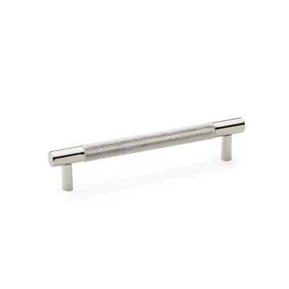 128mm Alexander and Wilks Brunel Knurled T-Bar Cupboard Pull Handle - Polished Nickel