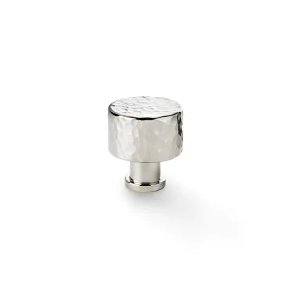 30mm Alexander and Wilks Leila Hammered Cupboard Knob - Polished Nickel