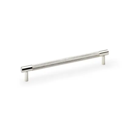 192mm Alexander and Wilks Brunel Knurled T-Bar Cupboard Pull Handle - Polished Nickel