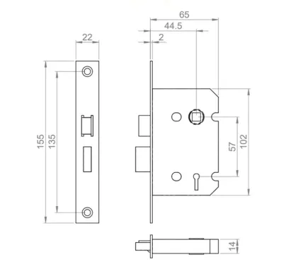 EuroSpec 65mm Black Sashlock