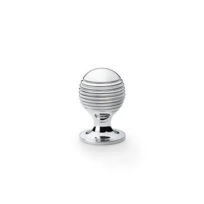 25mm Alexander and Wilks Caesar Cupboard Knob on Round Rose - Polished Chrome
