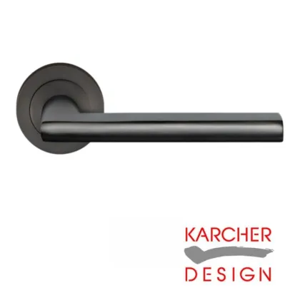 Montana Lever on Rose Door Handles - Karcher Titanium Grey