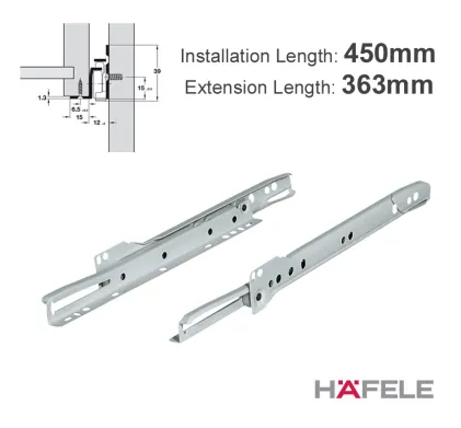 450mm Single Extension Drawer Runners 25kg