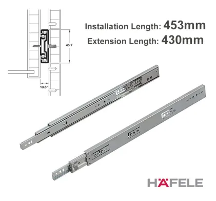 453mm Hafele Soft Close Ball Bearing Runners