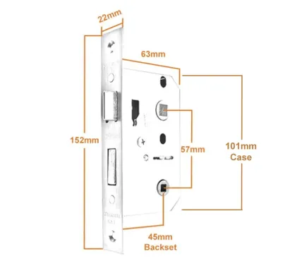 Basta Bathroom Lock 63mm (2 &frac12;") Polished Brass