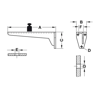 280mm Hebgo Heavy Duty Bracket, load bearing capacity 75kg