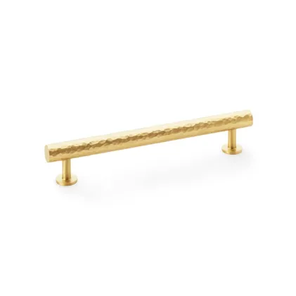 160mm Alexander and Wilks Leila Hammered T-bar Cupboard Pull Handle - Satin Brass