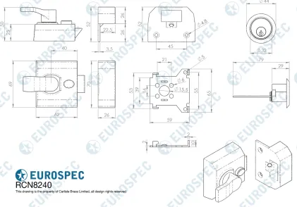 EuroSpec 40mm Backset Rim Cylinder Nightlatch  PC