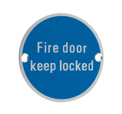 Fire Door Keep Locked 76mm Circular Sign SAA