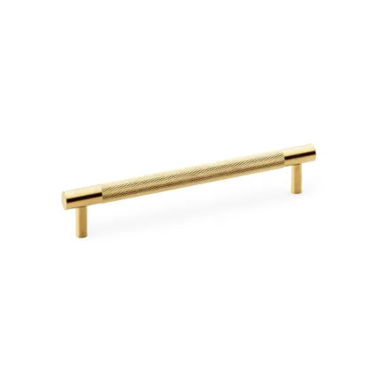 160mm Alexander and Wilks Brunel Knurled T-Bar Cupboard Pull Handle - Satin Brass PVD
